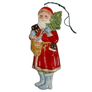Vintage 1979 ACOF Santa Claus Christmas Ornament Holding Tree Toy Sack 6”